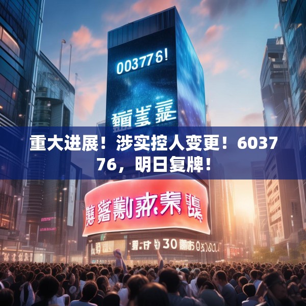 重大进展！涉实控人变更！603776，明日复牌！