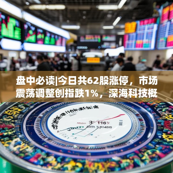 盘中必读|今日共62股涨停，市场震荡调整创指跌1%，深海科技概念逆势活跃
