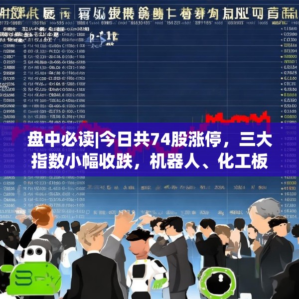 盘中必读|今日共74股涨停，三大指数小幅收跌，机器人、化工板块表现活跃