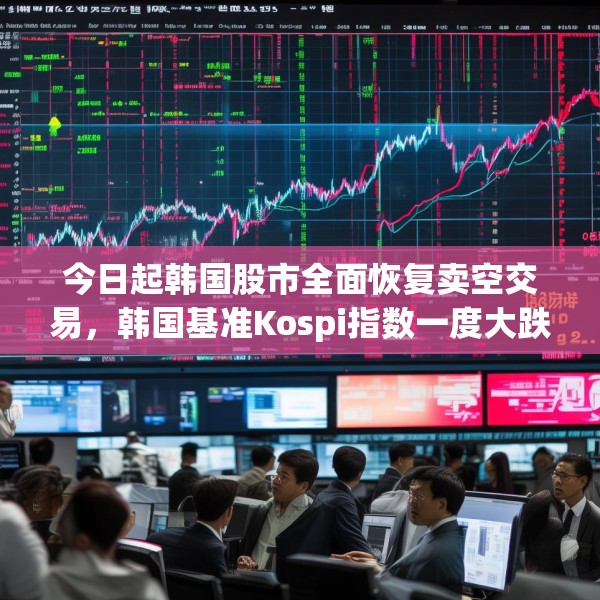 今日起韩国股市全面恢复卖空交易，韩国基准Kospi指数一度大跌2.7%