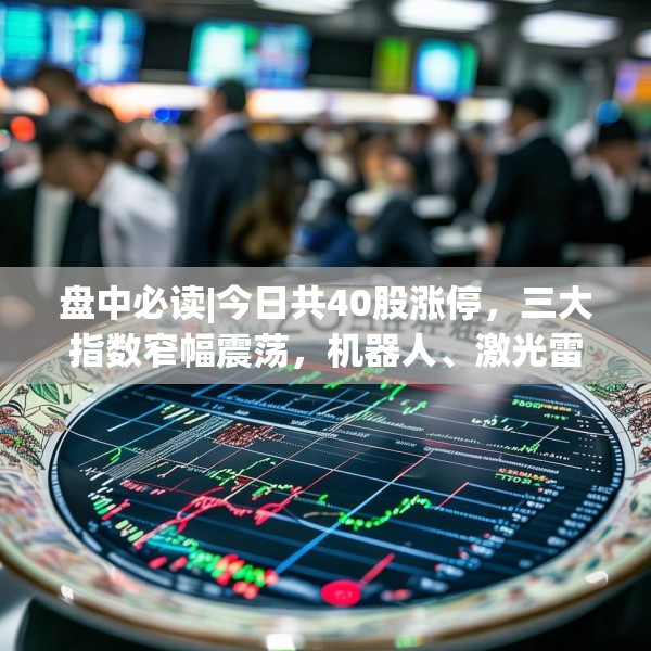 盘中必读|今日共40股涨停，三大指数窄幅震荡，机器人、激光雷达概念走强