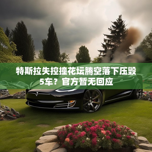 特斯拉失控撞花坛腾空落下压毁5车？官方暂无回应