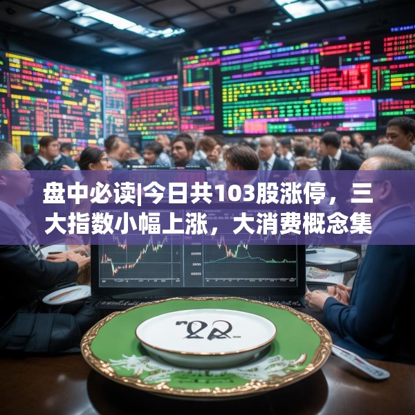 盘中必读|今日共103股涨停，三大指数小幅上涨，大消费概念集体爆发