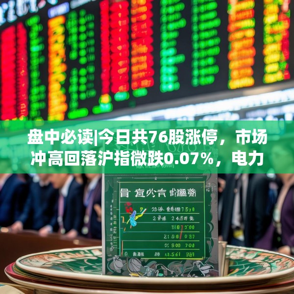 盘中必读|今日共76股涨停，市场冲高回落沪指微跌0.07%，电力股集体大涨