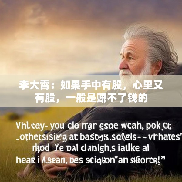 李大霄：如果手中有股，心里又有股，一般是赚不了钱的