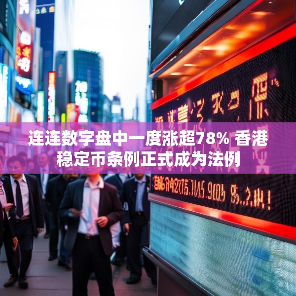 连连数字盘中一度涨超78% 香港稳定币条例正式成为法例