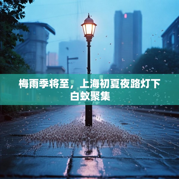 梅雨季将至，上海初夏夜路灯下白蚁聚集