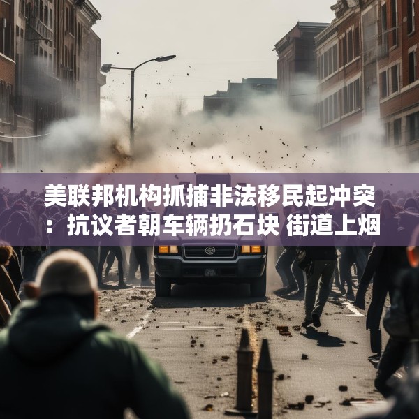 美联邦机构抓捕非法移民起冲突：抗议者朝车辆扔石块 街道上烟雾弥漫
