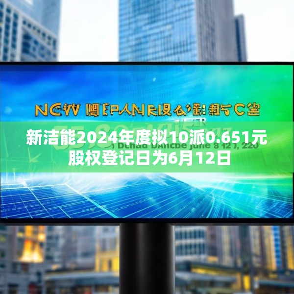 新洁能2024年度拟10派0.651元 股权登记日为6月12日