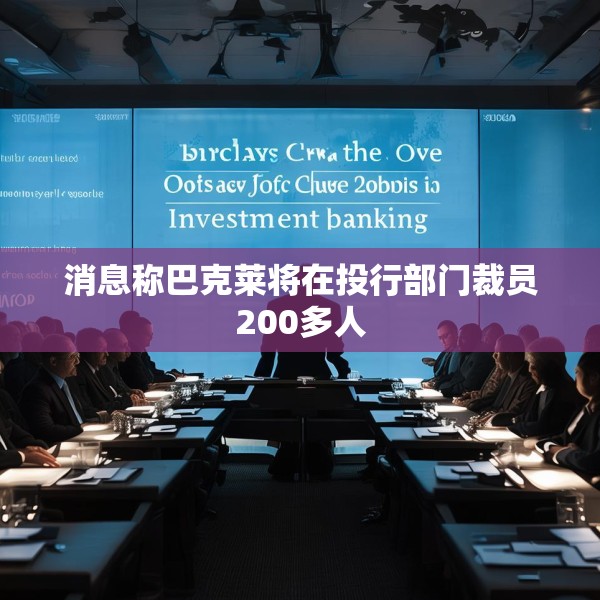 消息称巴克莱将在投行部门裁员200多人